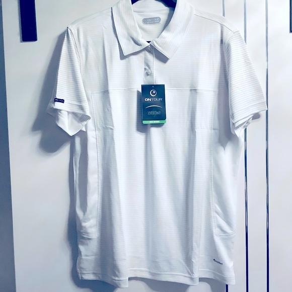 Plus Size 2X ON TOUR White/Silver Stripe Golf Polo 🌟Host Pick 🌟 - Picture 1 of 11